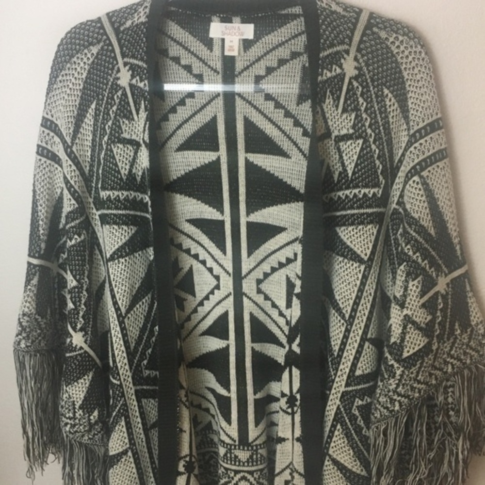 Sun and Shadow White and charcoal Shawl
